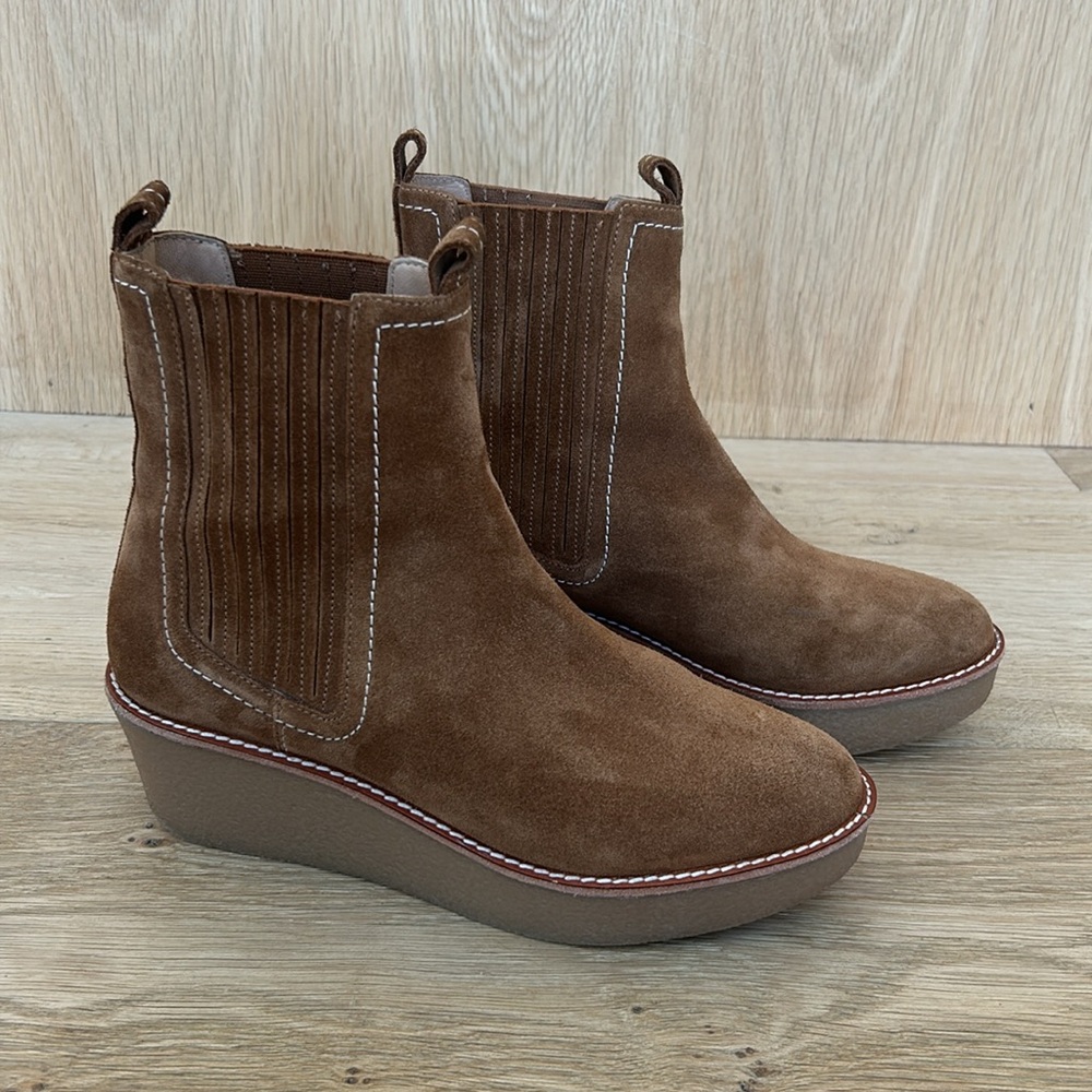 Boden Brown Suede Wedge Ankle Boots